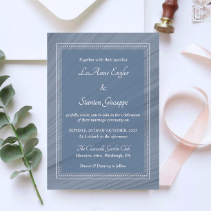 Invitación de Boda Azul Elegante   Marco de puntos