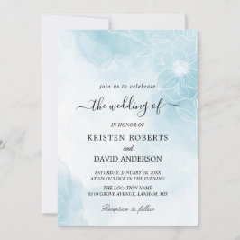 invitación de boda azul floral