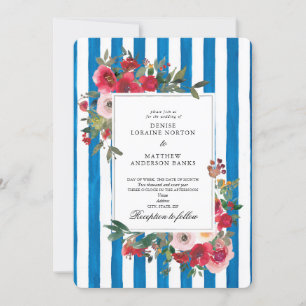 Invitación de boda azul francés