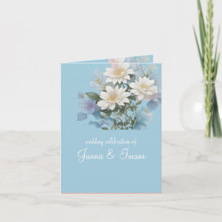 invitación de boda azul marino floral pastel