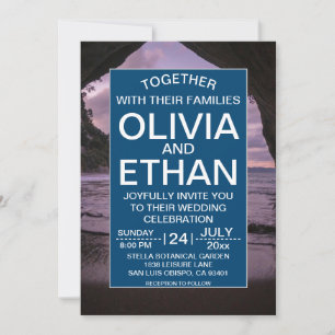 Invitación de boda azul marino náutico de playa