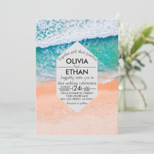 Invitación de boda azul marino náutico de playa