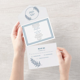 Invitación de Boda azul minimalista todo en una bo