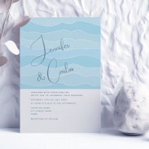Invitación de boda azul océano Aqua