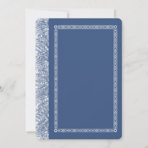Invitación de boda azul ornamentada elegante