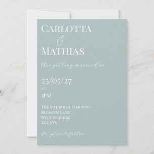 Invitación de boda azul pálido con melocotones