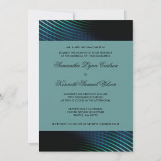 Invitación de boda azul pavo real