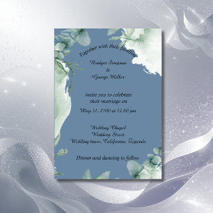 invitación de boda azul pervinca polvoriento moder