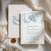 Invitación de boda azul polvo Toile de Jouy París