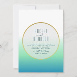 Invitación de boda azul turquesa minimalista