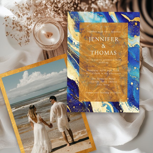 Invitación de Boda Azul y Dorado de la Marina Real (Subido por el creador)