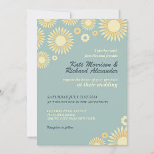 Invitación de boda Baby Blue Sweet Sunflower