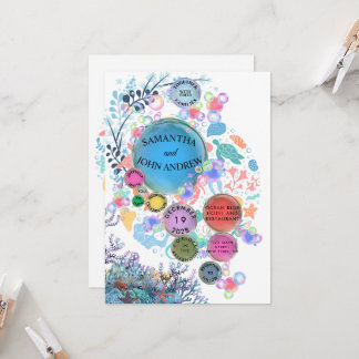 Invitación de boda bajo el agua de mar