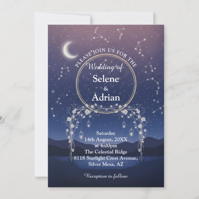Invitación de boda Bajo las Estrellas (Anverso)