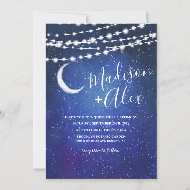 Invitación de boda Bajo las Estrellas (Anverso)
