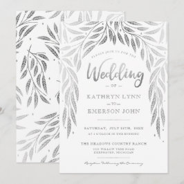 Invitación de boda Bajo los Sauces Plateado Falso