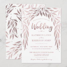 Invitación de Boda Bajo los Sauces Rosa Dorado