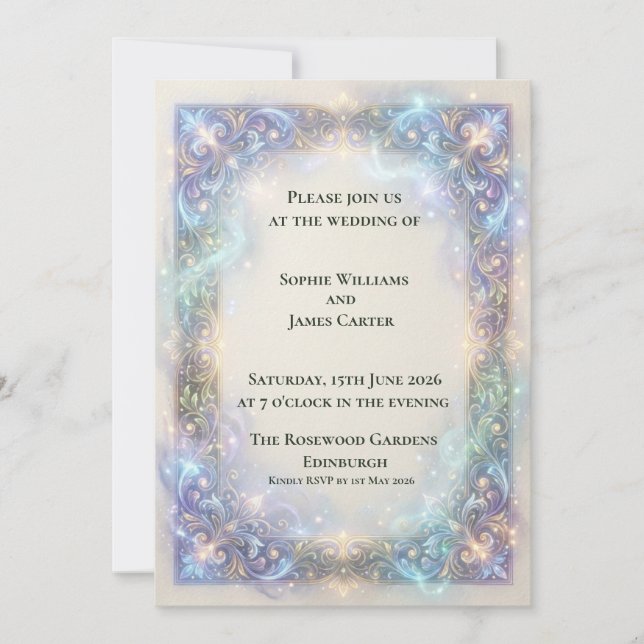 Invitación de boda barroca celestial (Anverso)