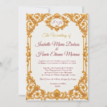 Invitación de boda barroca de oro de lujo