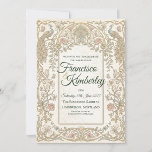 Invitación de boda barroca dorada
