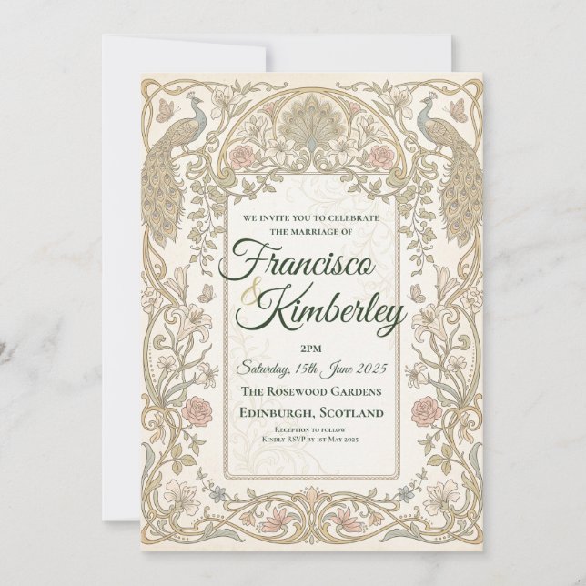 Invitación de boda barroca dorada (Anverso)