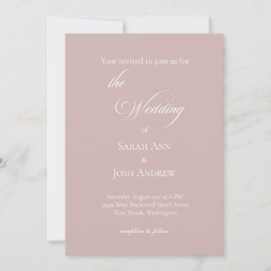 Invitación de boda básica Rosa Polvo 