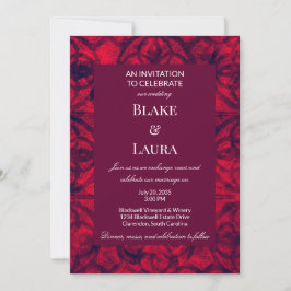 Invitación de Boda Batik Crimson Ember Winter Wine