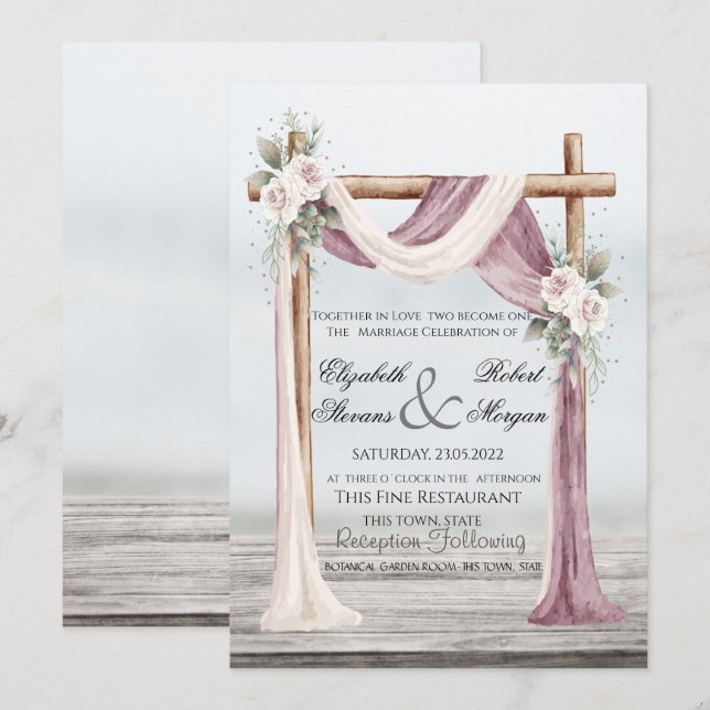 Invitación de boda Beach Arbor (Anverso / Reverso)