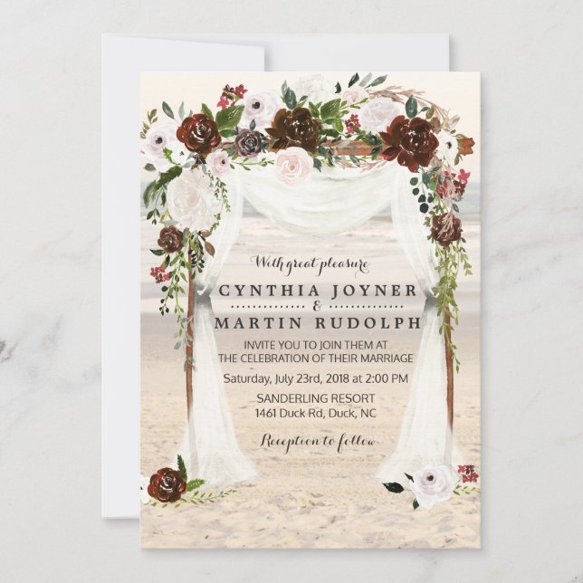 Invitación de boda Beach Arbor (Anverso)