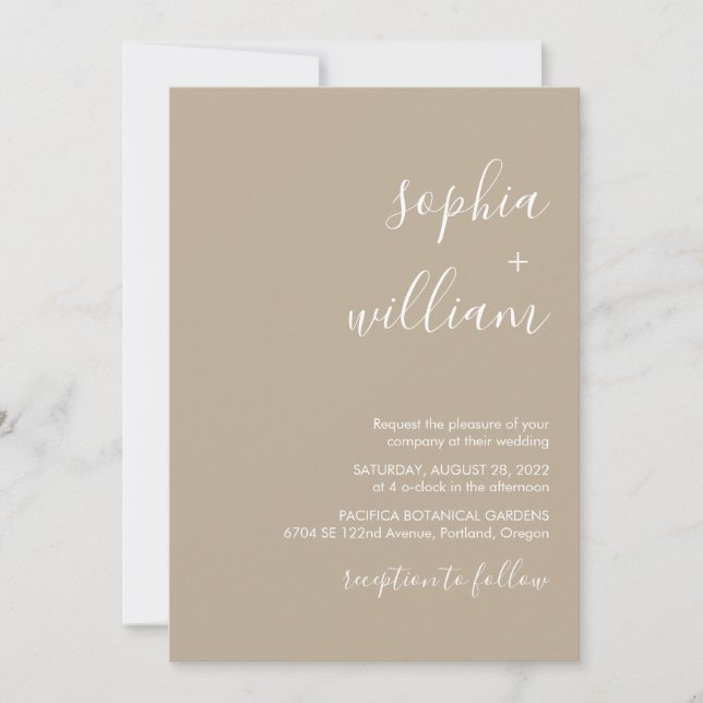 Invitación de boda beige boho (Anverso)