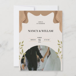 invitación de boda beige floral