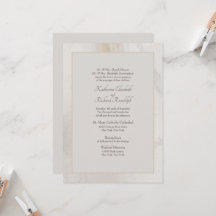 Invitación de boda beige formal para ambos padres