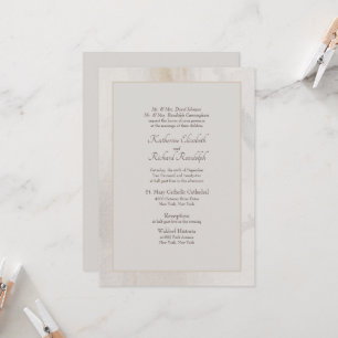 Invitación de boda beige formal para ambos padres