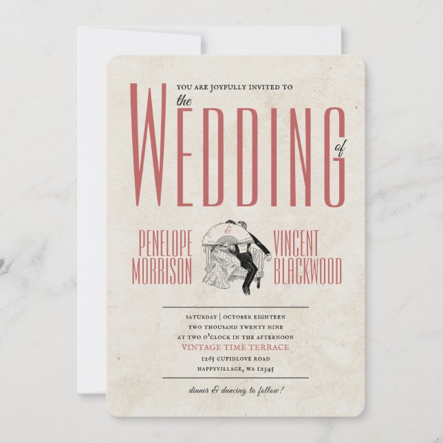 Invitación de Boda Besos Secretos (Anverso)