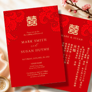 Invitación de boda bilingüe en chino tradicional
