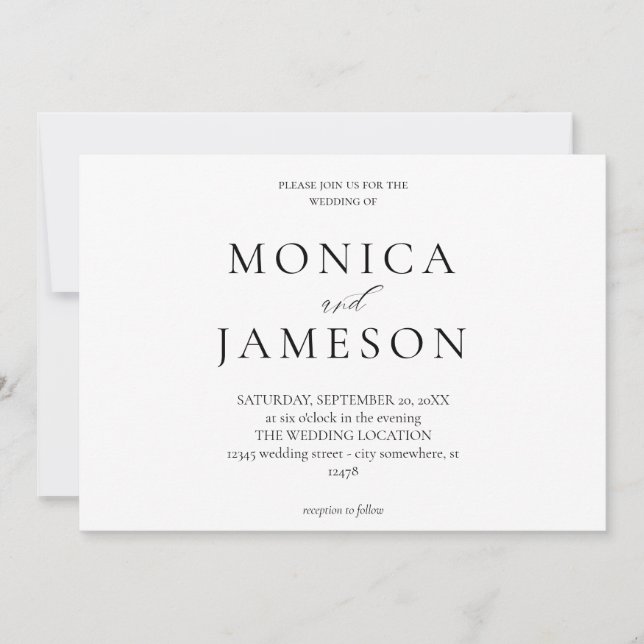Invitación de boda Black & White Modern 2 (Anverso)