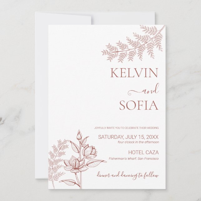 Invitación de boda blanca (Anverso)