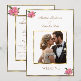 Invitación de boda blanca agregue su foto