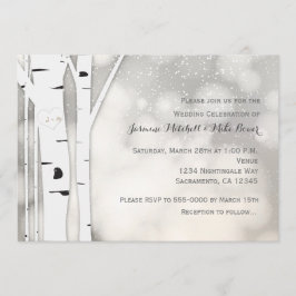 Invitación de boda blanca de invierno de abedul rú