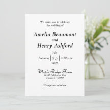Invitación de boda blanca elegante minimalista
