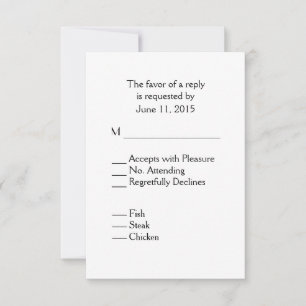 Invitación de boda blanca lisa con respuesta RSVP