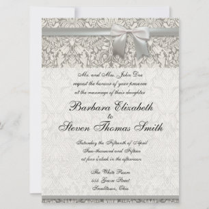 Invitación de boda blanca plantilla tradicional