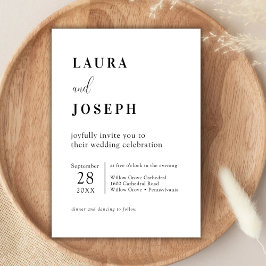 Invitación de Boda Blanca Simple Moderna Minimalis