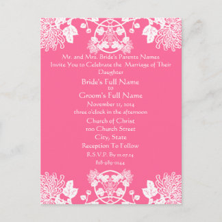 Invitación De Boda Blanca Sobre Flores Vintage Ros