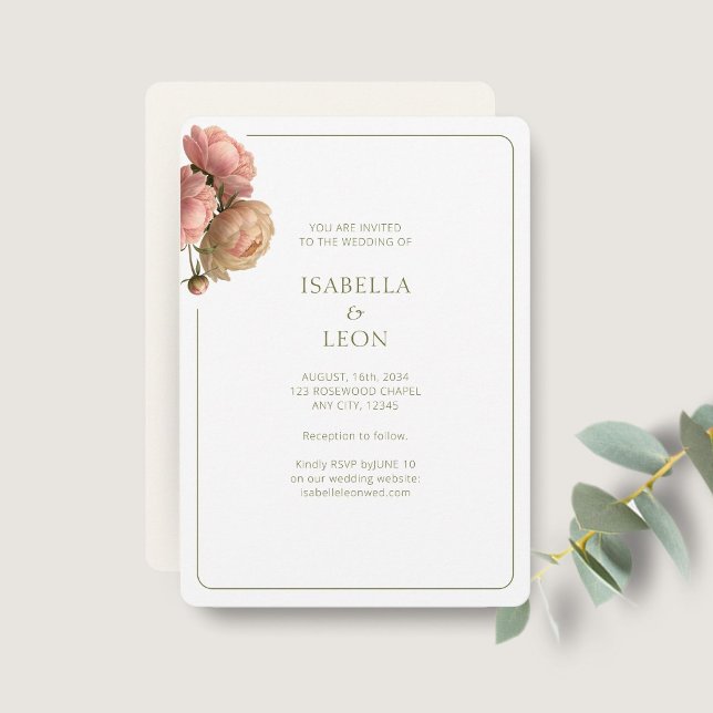 Invitación de boda Blanca y Oliva | Rosa Blush (Subido por el creador)