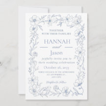 Invitación de boda Blissful Blue Blooms
