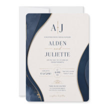 Invitación de boda Blue Elegance Royal Wave | Azul