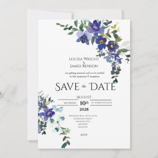 Invitación de boda Blue Orchid Save the Date