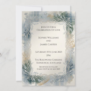 Invitación de boda Blue Tartan