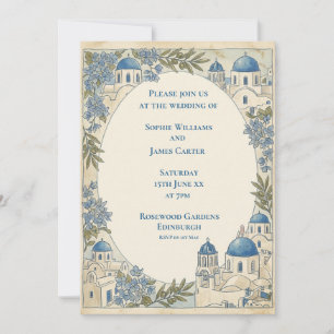 Invitación de boda Blue Tile Santorini